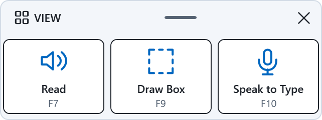 The small WaySpeak bar with three buttons: Read, Draw Box and Speak to Type.